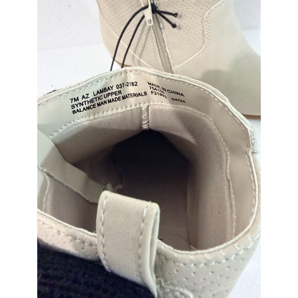 Arizona Jean Co. Womens Beige Faux Suede Ankle Booties With Side Zippers & Stack - Picture 7 of 11